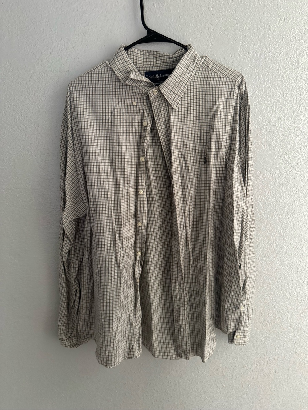 Ralph Lauren Plaid Button-Down Shirt in Beige and Gray